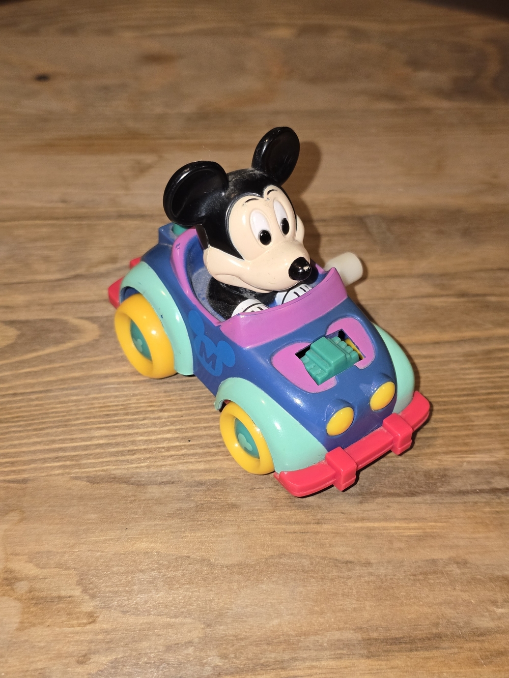 Vintage Disney Mickey Mouse Wind-Up Car Toy Colorful Retro